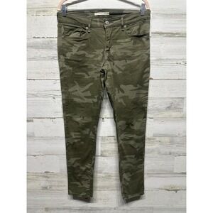 Levi's 711 Skinny Jeans Women 30 Green Camo Mid Rise Stretch Denim EUC